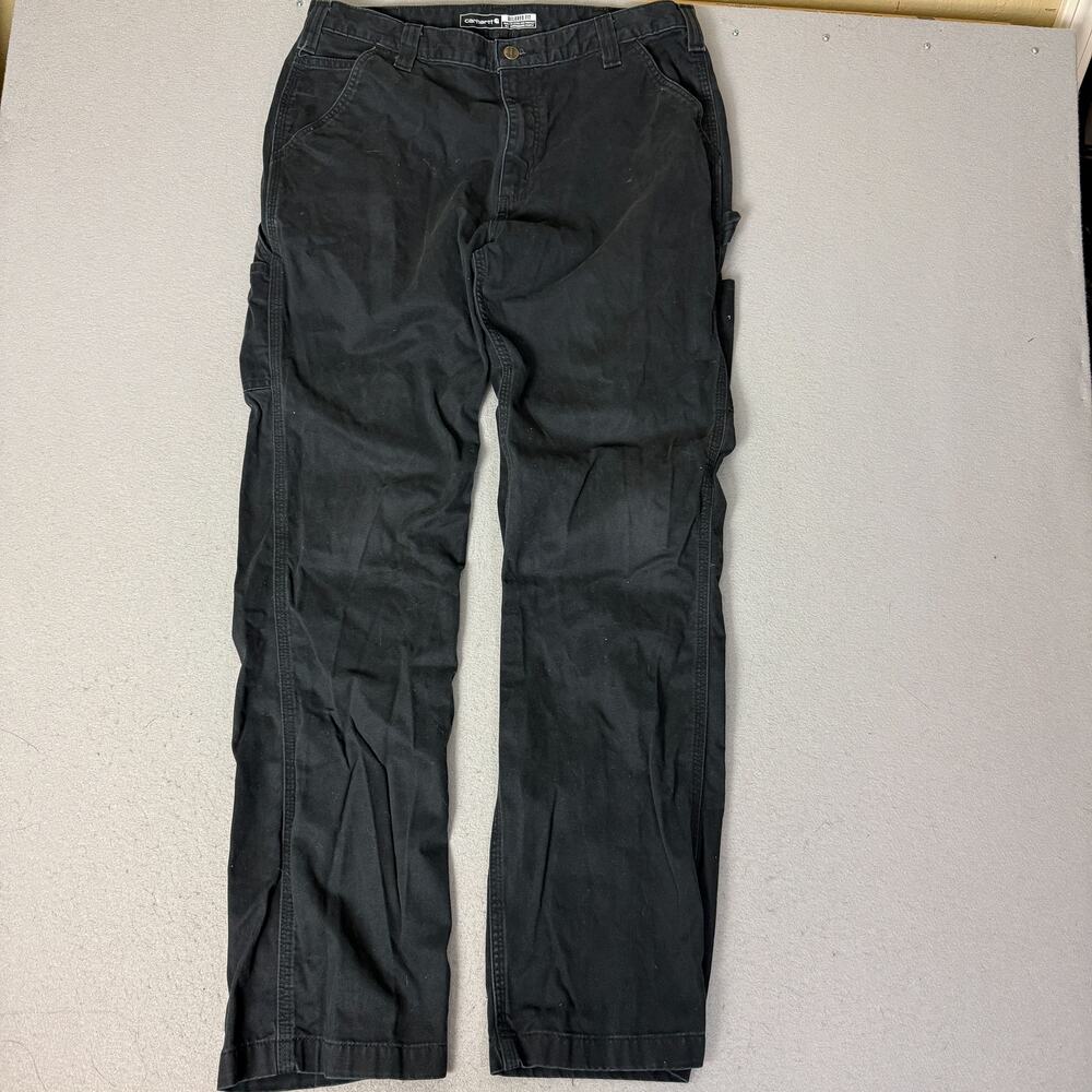 Carhartt B324 Mens 36x34 Black Relaxed Fit Twill Utility Work Pants